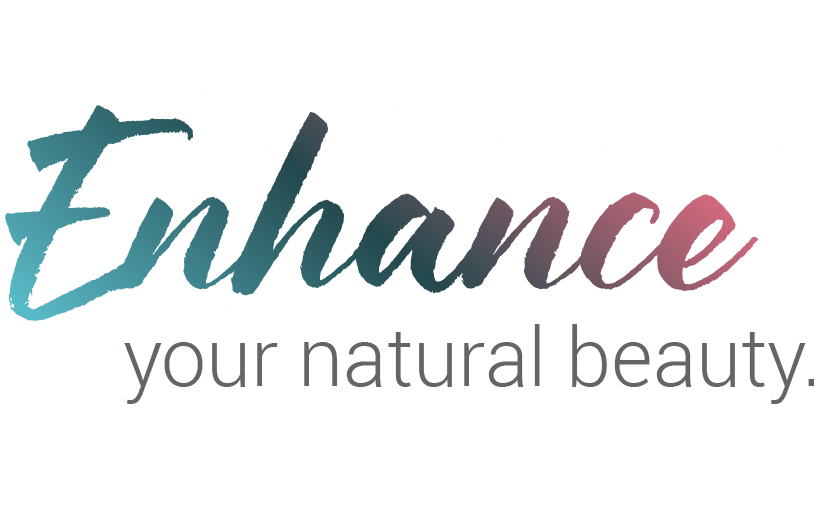 The sentence "Enhance your natural beauty." surrounded by artistic detail.